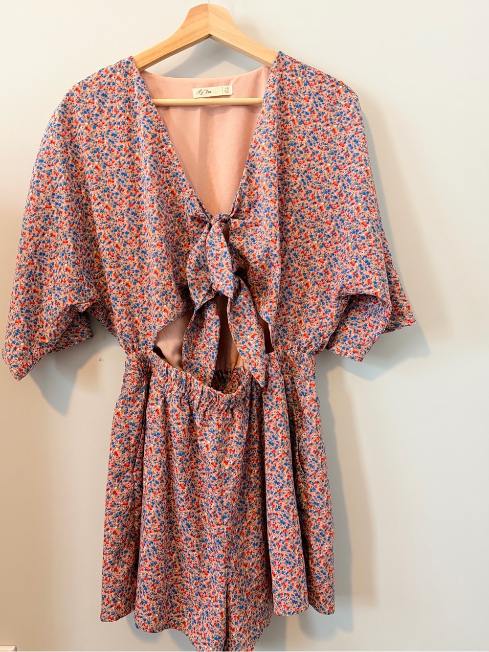 Tie-Front Romper with Cutout Waist